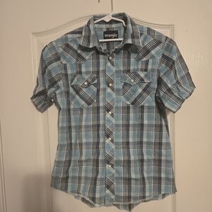 Wrangler Boys Size Large Short Sleeve Button Up